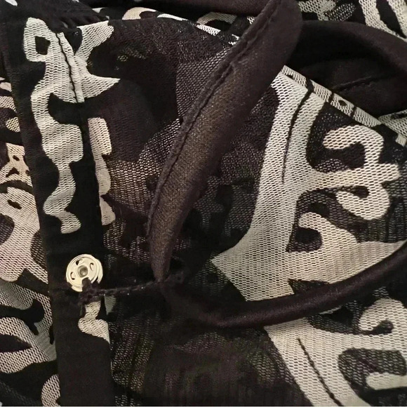 INC International Concepts Women’s Henna Emblem Black White Boho Blouse … - Picture 8 of 14